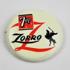7up Dr. Pepper Cola Pin Button Badge Anstecknadel USA 1957 7up Zorro