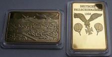 LUFTWAFFE & FALLSCHIRMJÄGER - WK II -  REICHSADLER - MEDAILLE BARREN - VERGOLDET