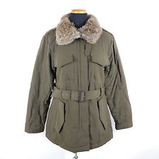 Woolrich Parka Damen L Grün Pelzkragen Jacke Stepp Innenfutter Fellkragen