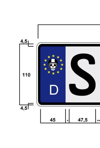 Aufkleber nummernschild eu - 2x,