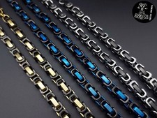 Königskette Königsarmband Edelstahl Blau Schwarz Gold Halskette 8 mm Schmuck NEU