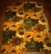 Retro Vintage 2 Vorhänge Sonnen-Blumen gelb, braun, orange* ca. L 151 / B 100 cm