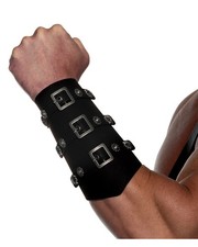 Schwarze Kunstleder Gladiator Armschienen mit Schnallen