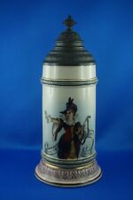 Alter Keramik Bierkrug / Sammelkrug  Reinhold Hanke um 1900, 0,5L 