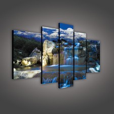 LEINWANDBILD WANDBILD BILDER WANDBILDER CANVAS NATUR WASSERFALL BLAU  3FX1520S4A