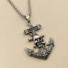 Halskette Totenkopf Anker