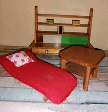 Für Puppenstube: altes Wohnzimmer Möbel Anbauwand Schrank Liege 1950er Jahre 