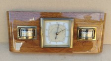 Kleine Wetterstation mit Barometer,Thermometer,Hygrometer 50er Jahre, hell. Holz