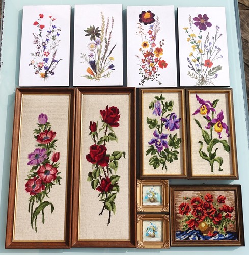 Blumenbilder gestickt mit - gestickt,