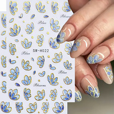 3D Nagel Sticker Blaue Blüten