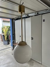 Original Bauhaus/Art Deko runde Opalglaslampe 20 cm Ø Stabaufhängung