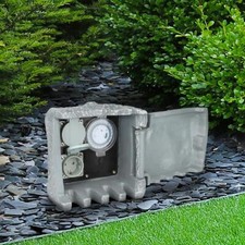 Gartensteckdose in Steinoptik IP44 - 2 Steckdosen mit Zeitschaltuhr