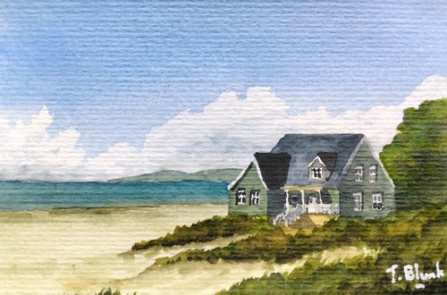Original aquarell haus am - original,