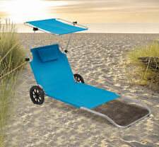 STRANDLIEGE mit Rollen mobile Sonnenliege klappbar Gartenliege Transport Liege