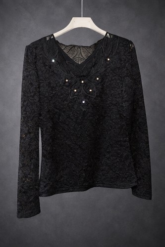 Vintage lace blouse black dark - blouse,