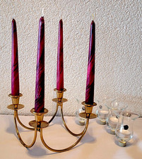 Adventsleuchter modern*Messingleuchter Stabkerzen oder Glastulpen für Teelichte