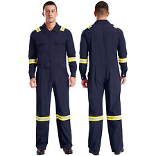 DE Herren Langarm Arbeitsoverall Reflektierende Streifen Arbeitskleidung Taschen