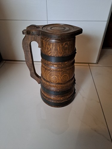 Bierkrug mit deckel aus eiche - mit,
