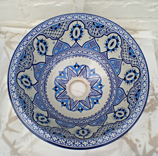 HANDBEMALTES KERAMIK HANDWASCHBECKEN * FES POTTERY * Blau & Weiß * 35 cm