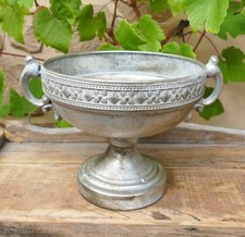 Amphore Pokal Blumentopf Pflanztopf Pflanzschale Ornament Vintage silber 18 cm Ø