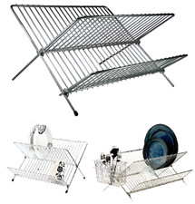 Chrom x Faltbar Küche Aufbewahrung Besteckständer Geschirr Teller Tasse Spüle Ständer Abtropffläche