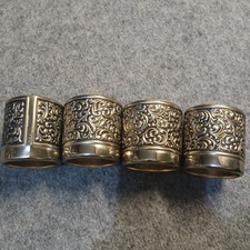 4x Sehr Alte Silberne Serviettenringe W. Germany Gepunzt Vintage Retro Selten