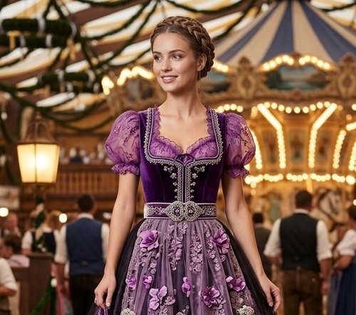 Dirndl bluse lila wie - dirndl-bluse,