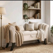 Sitzbank Beige mit Stauraum