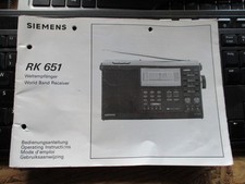 Siemens RK 651 RK651 Original Operating Instructions Bedienungsanleitung