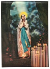 3D-AK Heilige Maria betend zwischen den Felswänden 