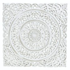 Wandornament Holz weiß 55x55