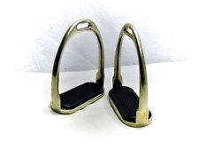 alte Steigbügel aus massiv Messing 1,3kg Tritt 12cm schwarzer Gummis Top Zustand