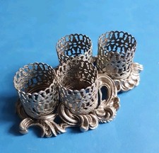 Vintage Lipstick Vanity Metallic Silver Metal Filagre Ornate Lippenstift Ständer