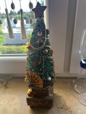 60er Jahre Weihnachtsbaum Christbaum mit Spieluhr / Teddybär / Stern