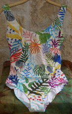 FÜRSTENBERG Badeanzug weiß türkis grün gelb bunt floral Gr.38/Cup B NEU NP 179 €