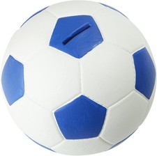 HMF Spardose Fußball Lederoptik Ø15cm blau/weiß Geldspardose Sparschwein