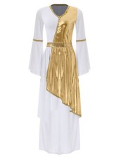 DE iEFiEL Damen Römische Göttin Kostüm Fasching Karneval Toga Maxikleid Party