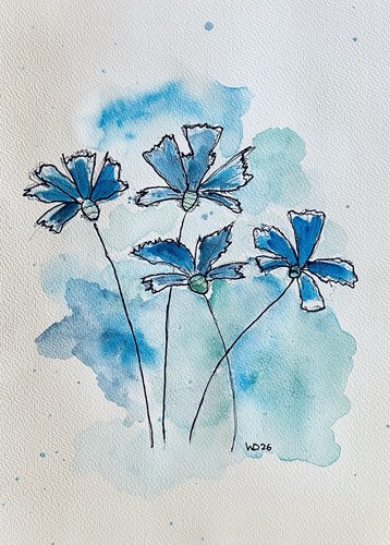 Original aquarell kornblumen - original,