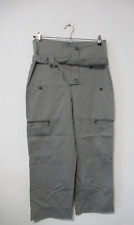 180 H444 STRENESSE Damen Hose Gr. 38 schilf 7/8 Lang high waist Gürtel Seide NEU