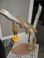 TISCHLAMPE  LEUCHTE  NATURHOLZ  SOCKEL NATURSTEIN  67x47x40x23 cm