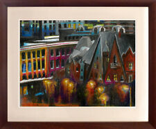 55x46 Pastel Drawing Original Signed Pastell Pastellzeichnung Winter Landschaft