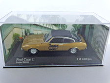 Minichamps 1:43; Ford Capri 2 "REINZ" gold schwarz WERBEMODELL in Vitrine
