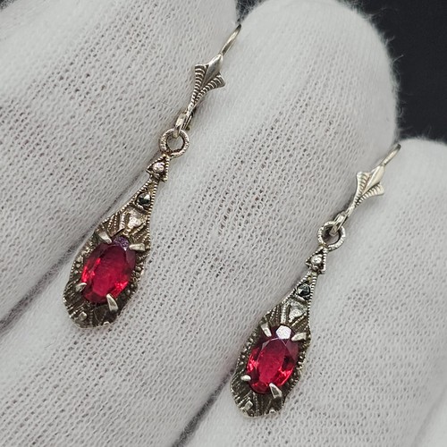 Antike art deco ohrringe roter - ohrringe,