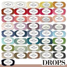 Drops 50 g Cotton Light Baumwollgarngemisch Wolle Garn Stricken Häkeln 41 Farben