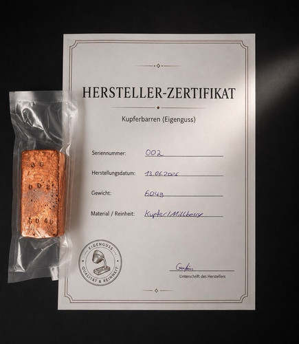 Kupferbarren eigenguss 604g - eigenguss,