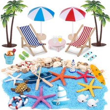 Miniatur Strand Dekoset, Garten, DIY, Geschenk, Kust, Sand, Boot, Strandkorb