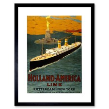 Reise Holland Amerika Linie Schiff Ozean New York gerahmter Kunstdruck 12 x 16 Zoll