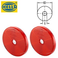 2x Ø 60mm HELLA Rückstrahler Rund Rot Reflektor geschraubt für Anhänger PKW