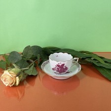 Porzellan Tasse Alt Herend Apponyi Purpur  Untertasse Espresso Mokka Gedeck