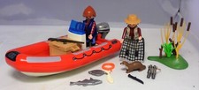 Playmobil aus 5559 Schlauchboot 2 Wilderer Fischotter 2 Fische Netz Gewehr #9